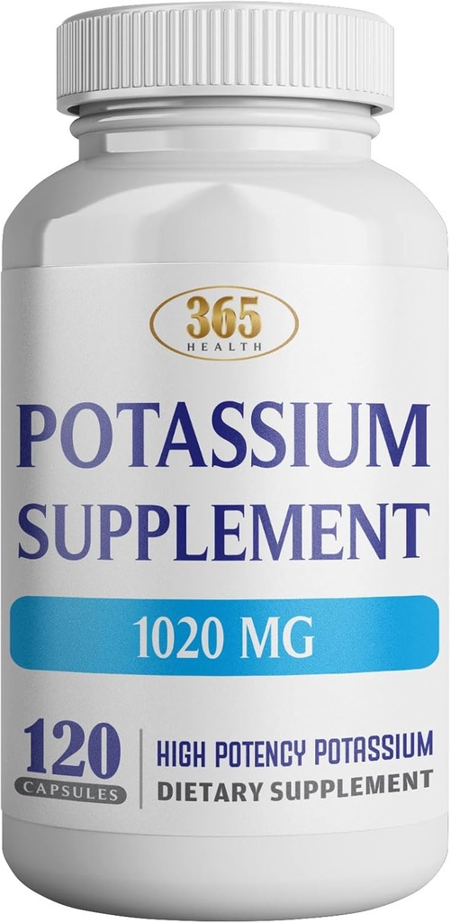 365 Tervis Kaaliumilisand 1020 mg | Kaaliumbikarbonaat | Mitte-GMO | Gluteenivaba | Valmistatud USAs | 120 taimekapslit