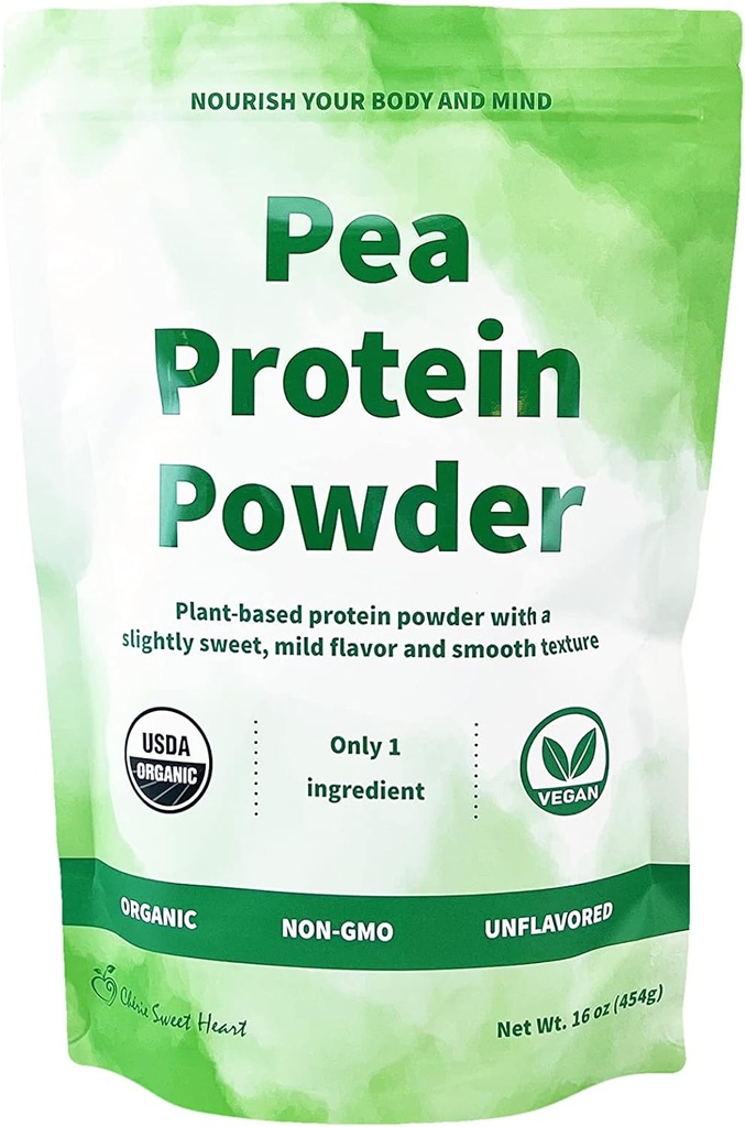Cherie Sweet Heart Orgaaniline hernevalk pulber 1 lb, 100% mitte-GMO, piimavaba, Keto-sõbralik, gluteenivaba, sojavaba, taimepõhine valk