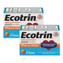 Ecotrin Madal tugevusega ohutuskattega aspiriin, NSAID 81mg, 45 arv (2 pakendit)