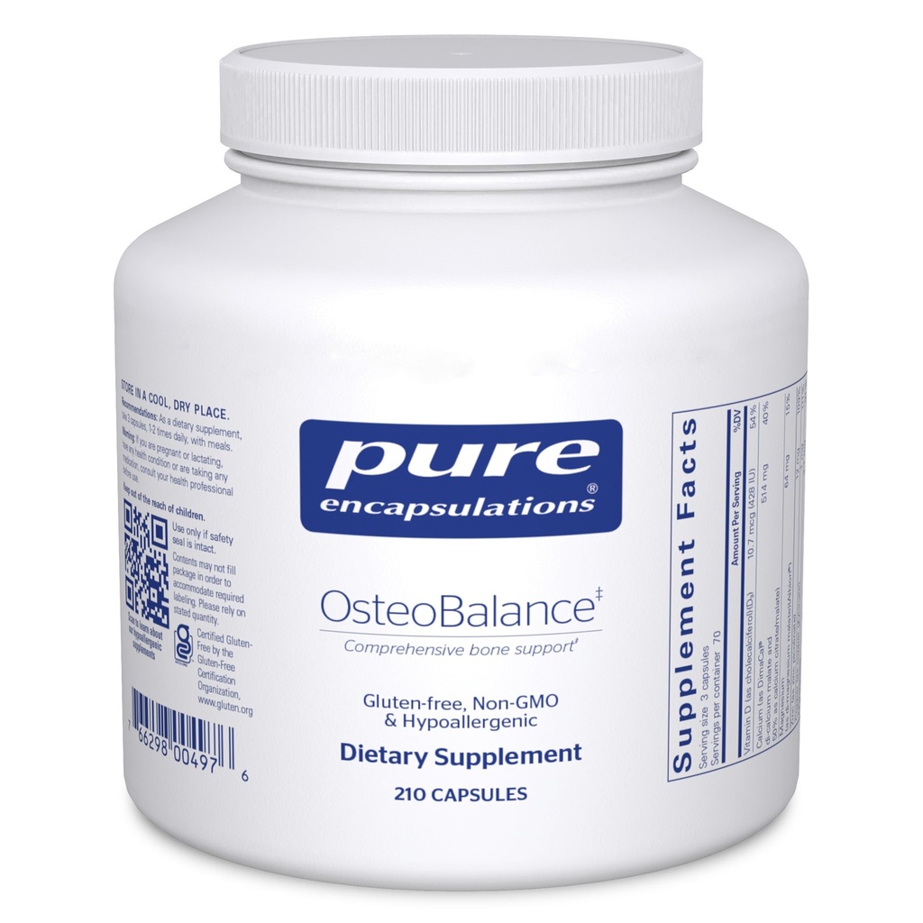 Puhas kapseldumine OsteoBalance | Hüpoallergeenne toidulisand kaltsiumi imendumise soodustamiseks ja tervisliku luu mineraalsuse suurendamiseks * | 210 kapslit