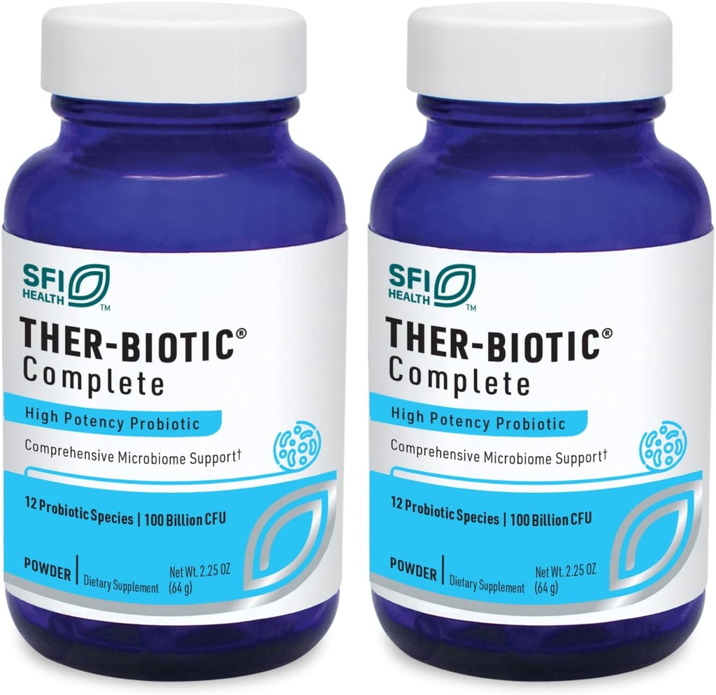 Klaire Labs SFI Health Ther-Biotic Complete Probiootiline pulber - 100 miljardit CFU - meeste ja naiste probiootikumid seedetrakti tervise ja immuunsuse toetamiseks - piimavaba, allergia (64g, 2 Pack)