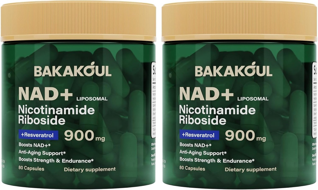 NAD Supplement - Liposomal Nikotiinamiid Riboside , Resveratrool , kvertsetiin , NAD nikotiinamiid Ribosiid Resveratrool 900 mg , NAD+ Täiendus meestele ja naistele, 80 kapslit 2 Pack