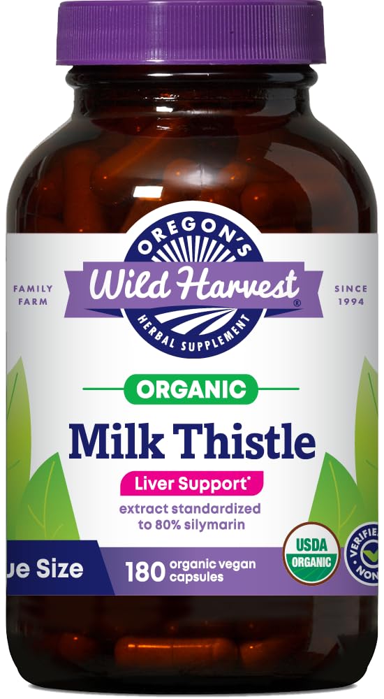 Oregoni Wild Harvest Piimaohakas Orgaaniline Mitte-GMO Taimne täiendus - pullulan (taimne allikas) Vegan Kapslid, 180 Count