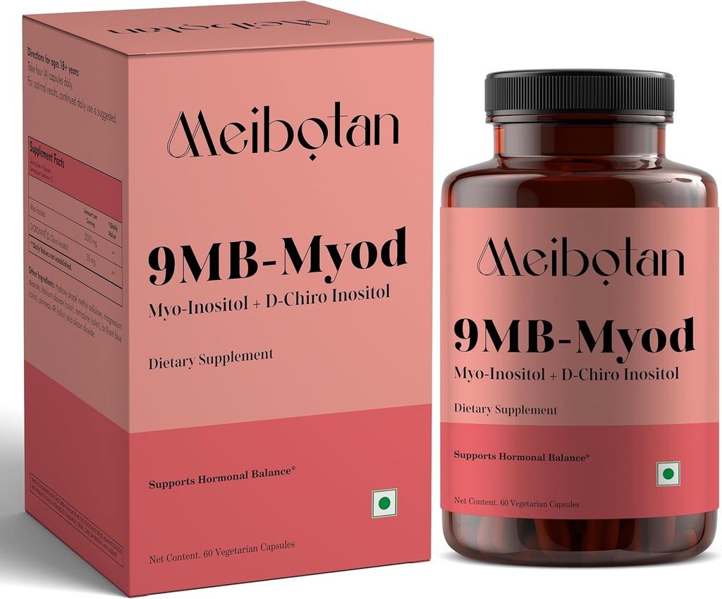 PCOS PCOD Supplement Myo- Inositool & D- Chiro Inositool | Hormonaalne tasakaal ja tervislik munasarja funktsiooni tugi naistele | 60 Veg Kapsel