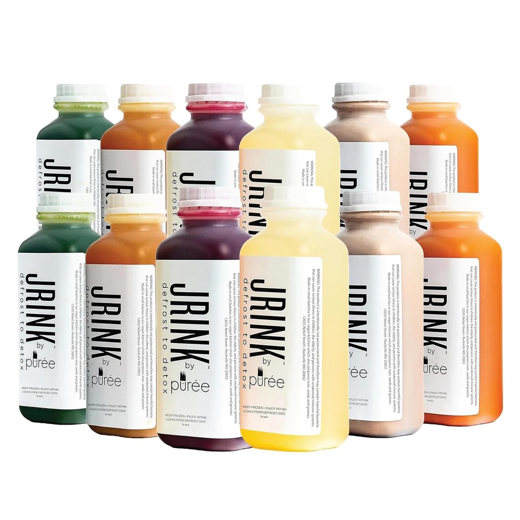 JRINK Purée Intermediate Juice Cleanse, Külmpressitud Detox Jook Orgaaniline 2 Päeva Tervislik Köögivili ja Puuviljamahla, Külmutatud Pressitud Mahl Puhastada, 12 pudelit, 16oz Iga