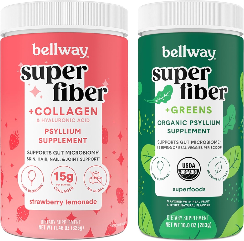 Bellway Super Fiber Pulber + kollageen, maasika limonaadi super kiud + rohelised