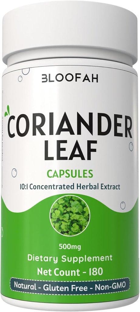 Koriander Lehtkapslid 500mg | Kontsentreeritud 10: 1 Ekstrakt | Coriandrum sativum | Taimne täiendus | Filleriteta | Mitte-GMO | Taimne valem igapäevaseks kasutamiseks (180 loend (pakk 1))