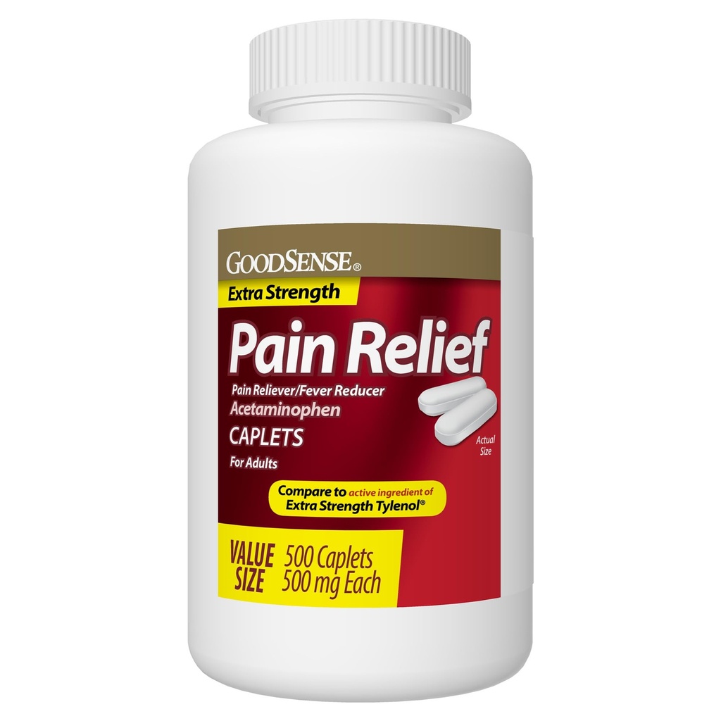GoodSense Extra Strength Pain Relief , Acetaminophen Caplets , 500 mg , 500 Count