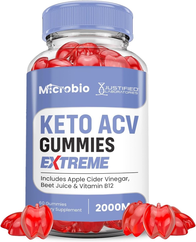 Põhjendatud Laboratories Microbio Keto ACV Gummies Extreme 2000MG Micro Bio Keto Gummies Apple Siider Äädikas Formuleeritud Granaatõunapeedi Mahl Powder B12 Vegan Non GMO 60 Gummys