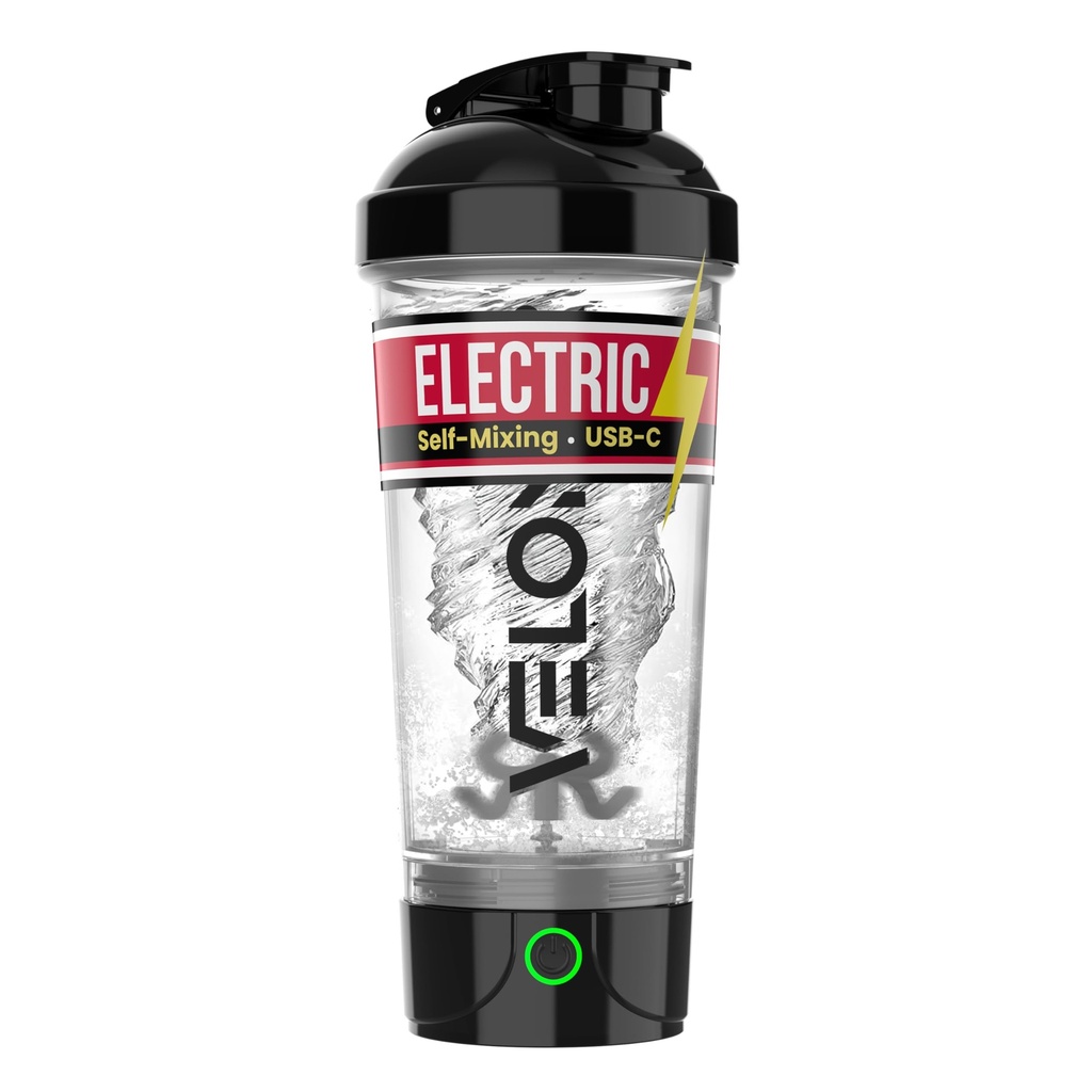 VELOMIX Electric Protein Shaker Bottle - 24 oz | USB-C taaslaetav | Lekkimiskindlad raputuskapid valgukokteilide jaoks | Kaasaskantav segaja raputamiseks ja smuutideks (elektriline-läbipaistev)