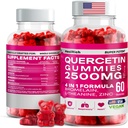 Quercetin Gummies - 2500MG koos Bromelain, L-Theanine - Immune Support Gummies Allergy Relief & Lung Health lastele ja täiskasvanutele