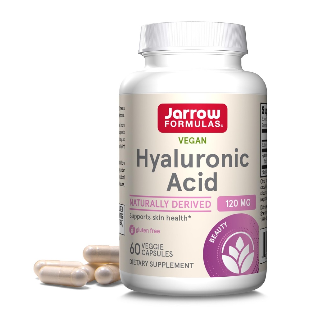 Jarrow valemid Hüaluroonhape 120 mg, toidulisand, naha tervise tugi, 60 köögiviljakapslit, kuni 30 päeva pakkumine