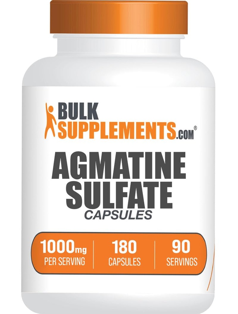 BulkSupplements.com Agmatine Sulfate Kapslid - Lämmastikoksiidi täiendus, Agmatine Supplement - Gluteenivaba, 2 kapslit serveerimise kohta, 180 loend (pakk 1)