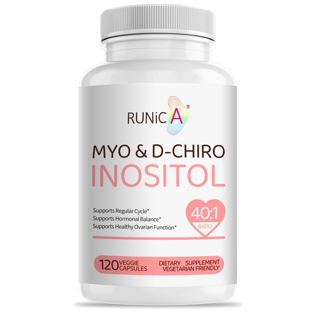 Myo-Inositool & D-Chiro Inositool täiendus naistele - ideaalne 40: 1 suhe - hormoonide tasakaalu ja viljakuse toetamine ja munasarjade tervis - Vegan Powder kapslid - 120 kapslit 30-päevane pakkumine