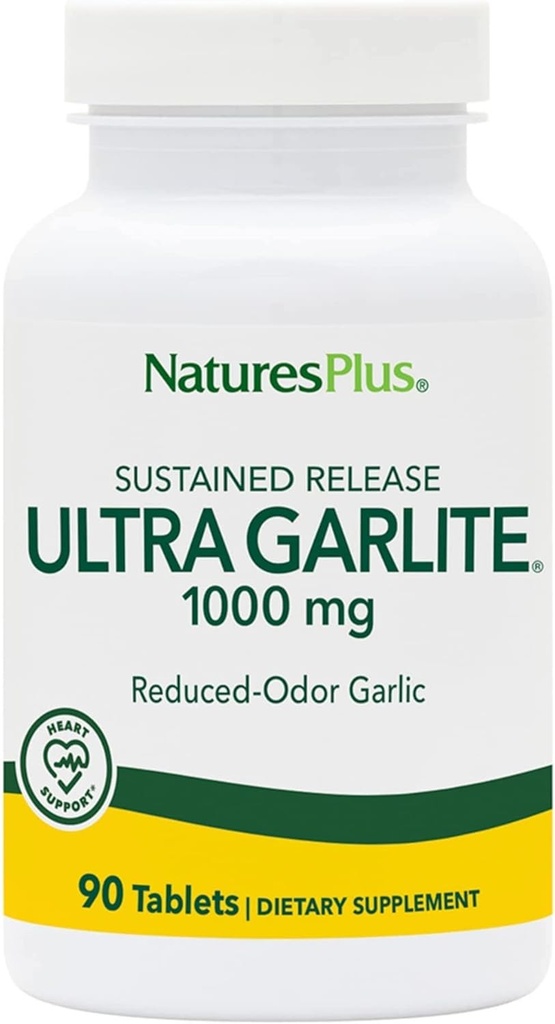 NaturesPlus Ultra Garlite 1000 mg - 90 tabletti - Vähendatud lõhnaga küüslauk - Toitumisalane toetus vabaradikaalsele kaitsele ja immuunsüsteemi tervisele - Püsiv vabanemine - 90 serveerimist