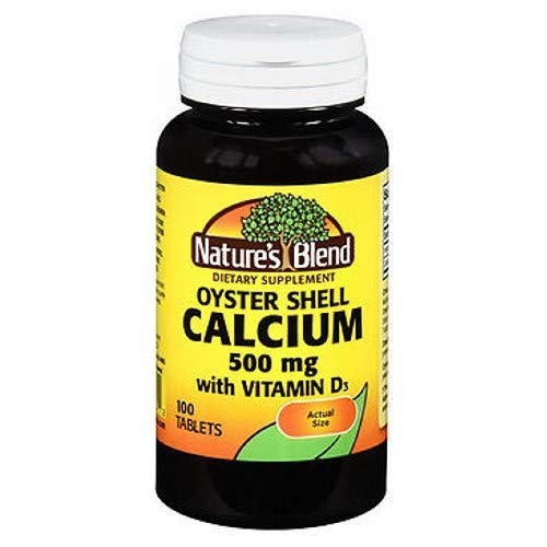 Nature's Blend Oyster Shell Calcium 500mg koos D3-vitamiiniga, 100 tabletti (pakk 4)