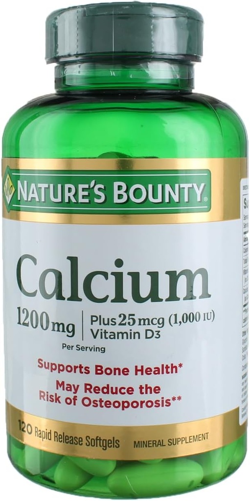 Loodused Bounty Calcium Plus Vitamiin D3 1200 milligrammi kapslid - 120 Ea, pakend 3