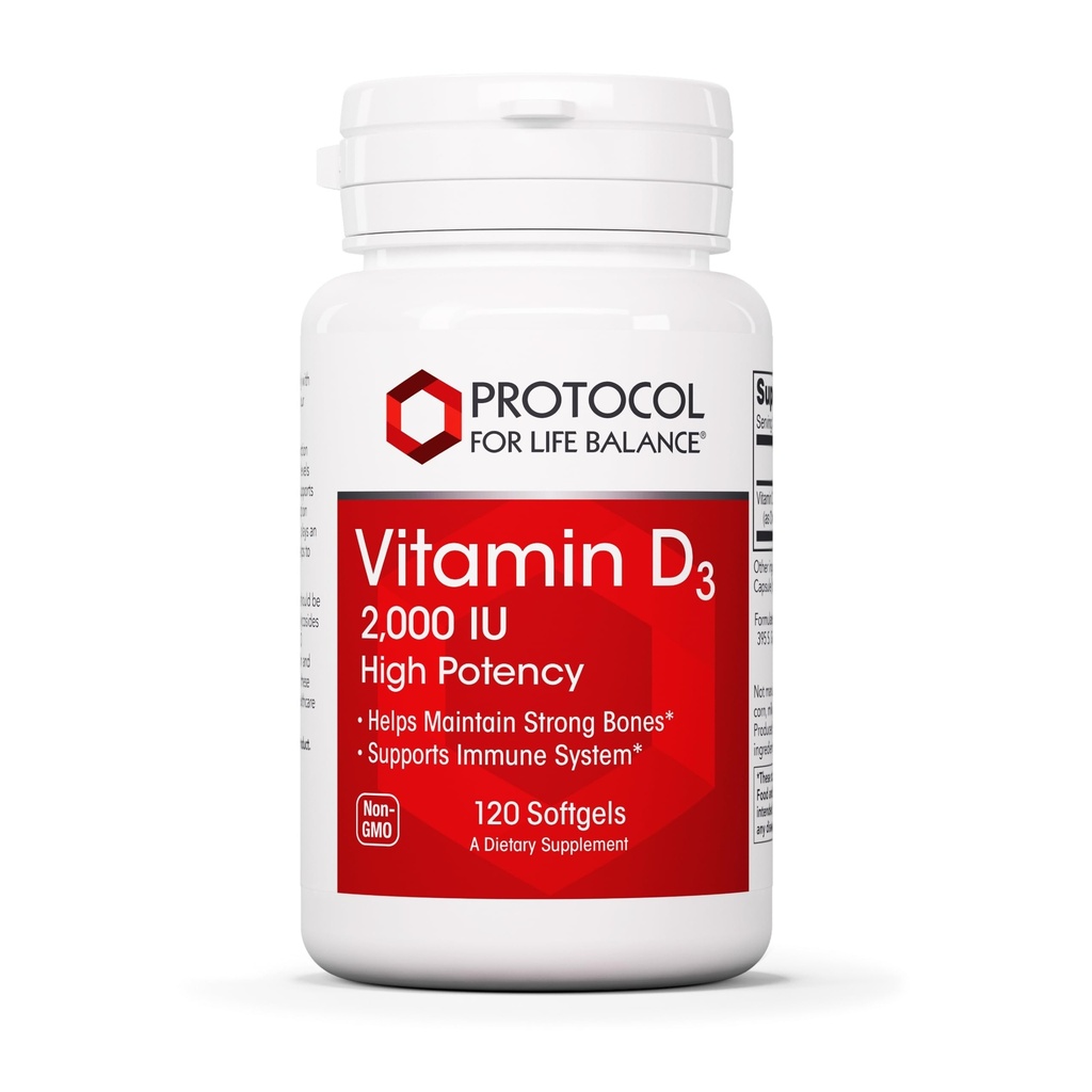 Protokoll D3-vitamiin 2000 RÜ - immuunsüsteemi tugi, terved luud ja hambad - 120 Softgels