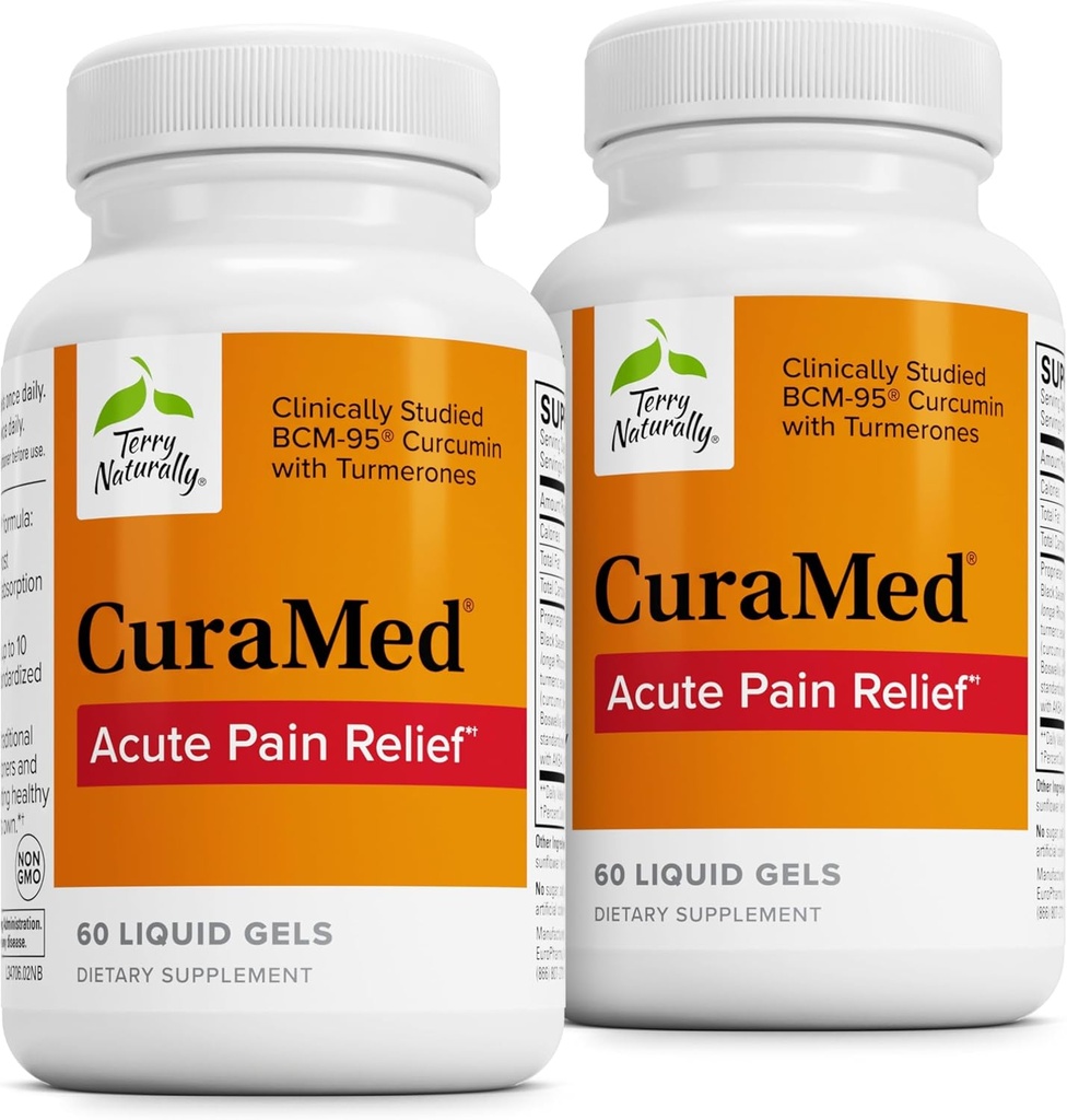 Terry looduslikult kurnatud ägeda valu leevendamine - täiendus BCM-95 kurkumiini ja BOS-10 boswelliaga - must seesamiseemneõli, mis toetab juhuslike ebamugavuste leevendamist - 60 vedelat geeli (pakk 2)