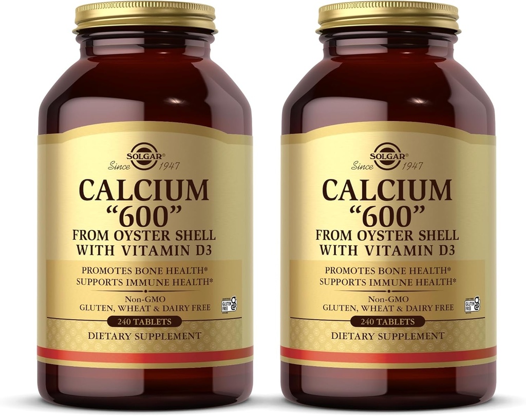 Solgar Calcium 600" - 240 tabletti, pakendis 2 - alates austrite kestast vitamiin D3 - mitte-GMO, gluteenivaba, piimavaba - 240 kogu serveerimine
