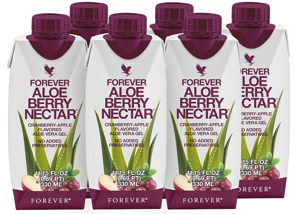 Forever Living - Aloe Berry Nectar - 90,7% puhas Aloe Vera geel koos jõhvikate ja õuntega - ilma säilitusaineteta - 330 ML (6 pakendis)