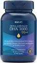 GNC kolmekordne tugevus DHA 1000 Mini Omega 3 lisand, 1000mg, Ultra kontsentratsioon, kõrge tugevus, toetab aju arengut ja tervislikku visiooni, Burpless, 90 Mini Softgels, 45 SVG, 45 päeva pakkumine