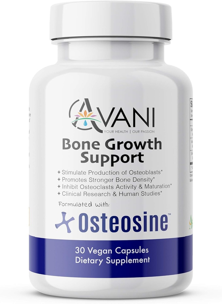 Avani Tervis - Osteosiini luu kasvutoetus - Luu kaltsiumi taseme ja luu tugevuse suurendamine - täiustatud imendumine bioperiini ja AstraGiniga - gluteenivaba luu täiendus - 30 vegankapslit