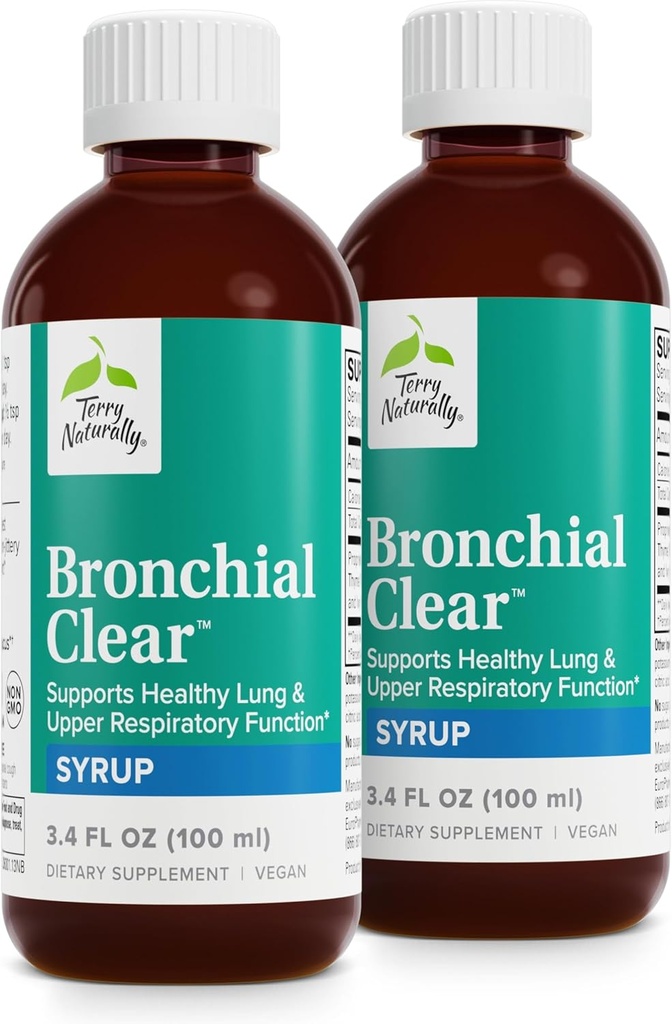 Terry loomulikult bronhiaalne selge vedelik - hingamisteede tugi bronhide ja kopsude tervisele - bronhiaalne tugi hingamisteede tervisele - tervislik kopsutoetus täiskasvanutele ja lastele - 3, 4 fl oz (pakk 2)