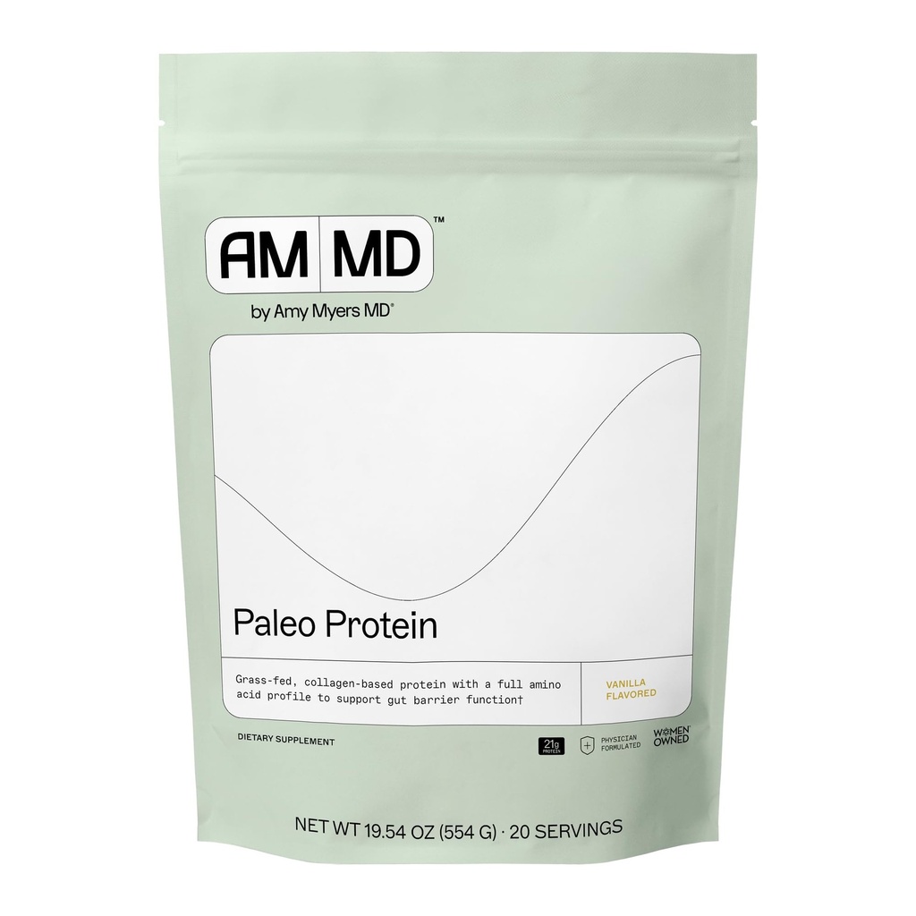 Amy Myers MD Paleo valgupulber - kollageenpeptiididega soolestiku tervise jaoks - toetab juukseid, nahka ja küüneid - mitte-GMO, gluteenivaba, mitte-piima ja rohkem - Vanilla oad - 19,54 oz (20 serveerimist)