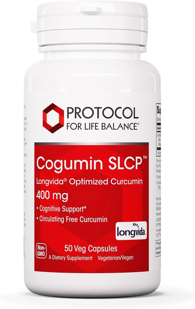 PROTOKOLL LIFE BALANCE Cogumin SLCP 400mg kurkumiin - neuroloogiline tugi - Curcuma Longa ekstraktiga - Kognitiivne tugilisand - Vegan-sõbralik ja mitte-GMO - 50 Veg kapslit