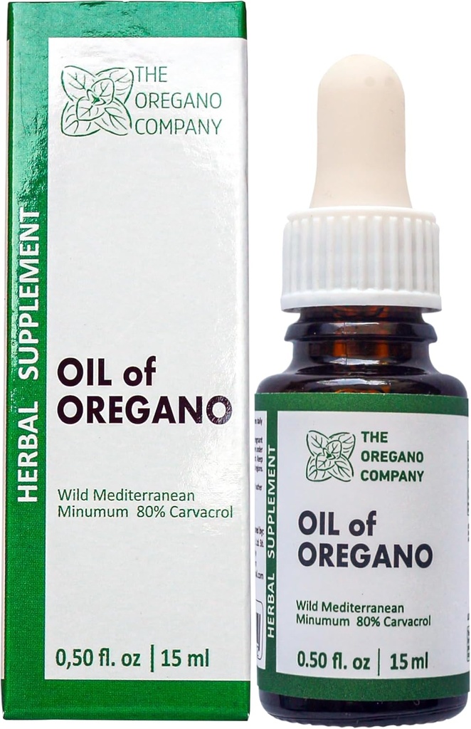 OREGANO COMPANY- Oil of Oregano 0,50 fl. oz 15 ml Vedelik, tilgad, Vegan, Taimetoitlane, Aceite De Oregano, Toidulisandid, Kõrge looduslik karvakrooli potentsi, loodusliku oreganoõli ekstrakt tinktuur