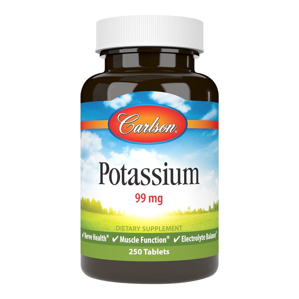 Carlson - Kaalium, 99 mg, edendab närvide tervist ja lihaste funktsiooni, 250 tabletti