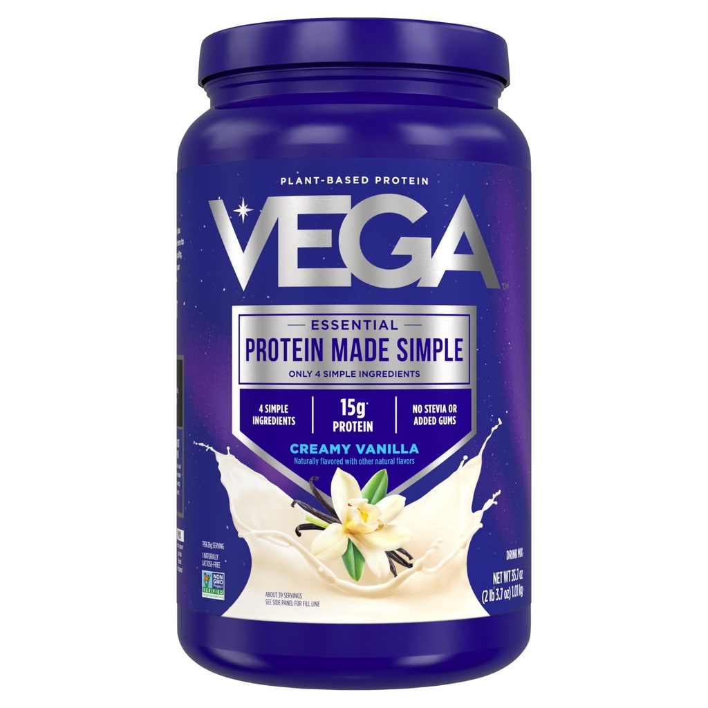 Vega Valk Valmistatud Lihtne Valgu Pulber, Vanilla - Stevia Vaba, Vegan, Taimne Põhineb, Tervislik, Gluteenivaba, Peaproteiin Naistele ja Meestele, 2,2 naela (Pakendamine Võib erineda)