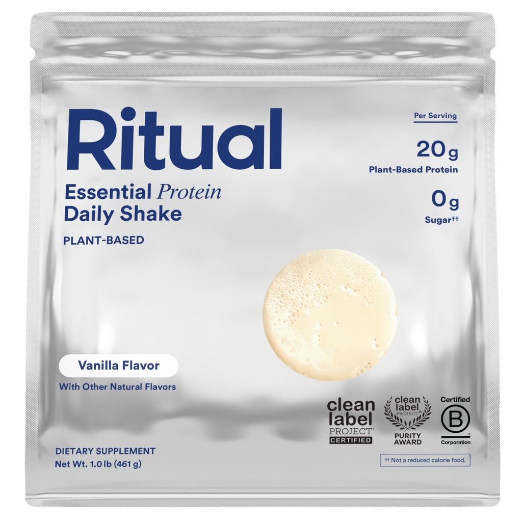 Rituaalne veganvalgu pulber BCAA-ga: 20 g orgaaniline hernes istutatud valgud USA regeneratiivsetest põllumajandusettevõtetest, täielik aminohappe profiil, Gluteenivaba, suhkruvaba, piimavaba, Vanilla, 1 lbs