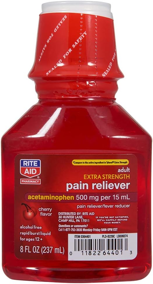 Rite Aid Adult Extra Tugevusvalu Reliever, Kirss, 500mg - 8 fl oz