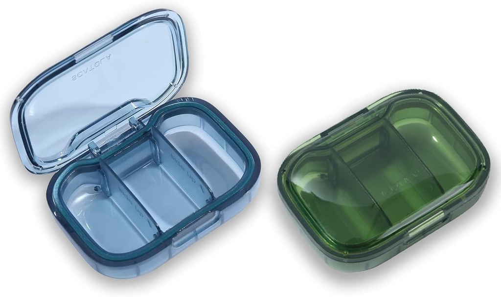 3 Komposiit Pill Box, niiskus Proof Pill Case, Travel Pill Korraldaja tasku rahakott, Daily Portable Medicine Vitamiin / kalaõli Box, Supplement Box, 2 Pack