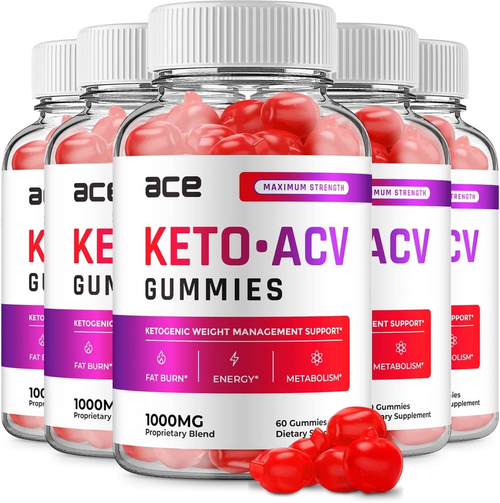 (5 Pack) Ace Keto ACV Gummies - Advanced Formula Ace Keto Plus ACV Gummies Apple Siider Äädikas ACV, Kaalujuhtimine, Toidulisa kommentaare Mehed Naised (300 Gummies)