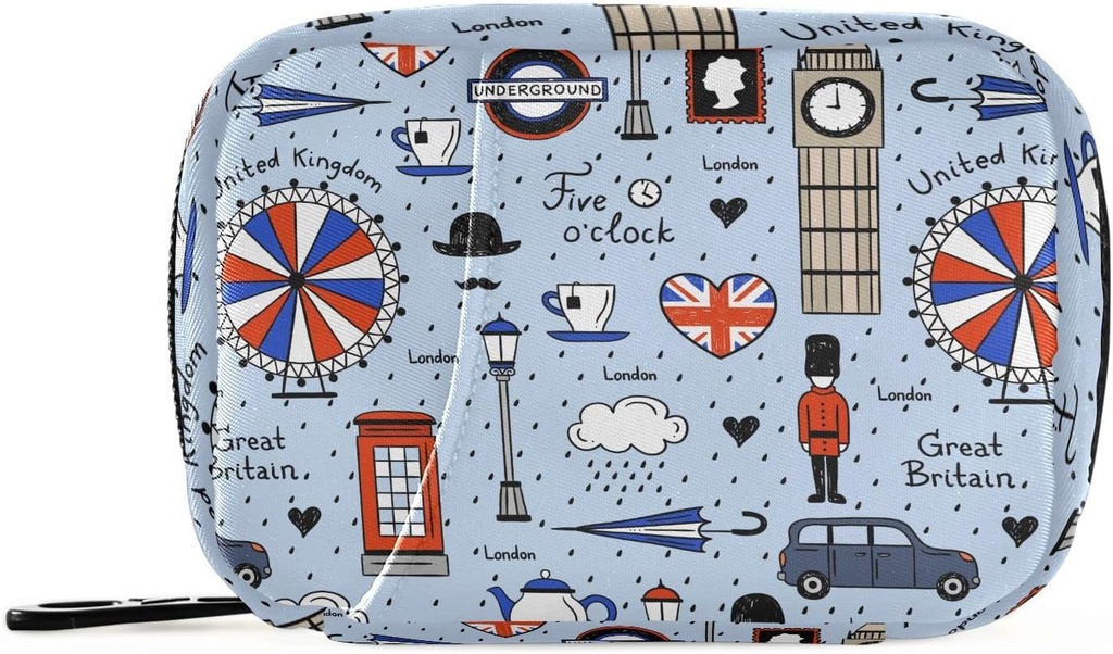 London Retro Print Pill Box 7 Day Pill Case Travel Pill Korraldaja kott Zipper Portable Weekly Vitamin Medicine Supplement Hoidja kott