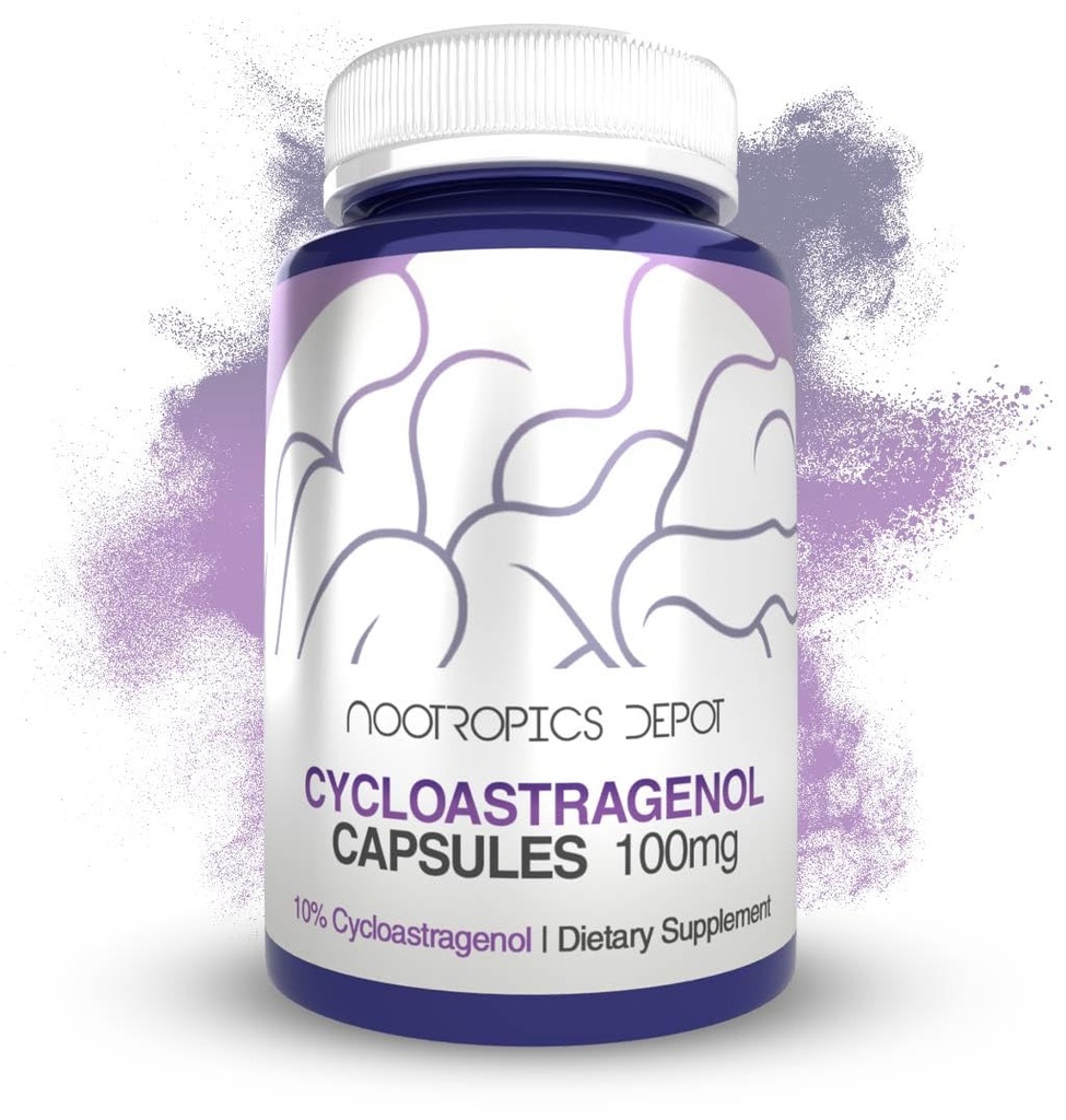 Nootropics Depot Cycloastragenol 10% Kapslid | 100mg | 30 Count | Astragalus membranaceus | Cellular Health, Immune Support, Lengthens Telomeres