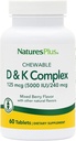Natures Plus D & K kompleks - 60 segatud marja närimistables - toetab kaltsiumi metabolismi - taimetoitlane, GMO-vaba, sojavaba - 60 serveerimist