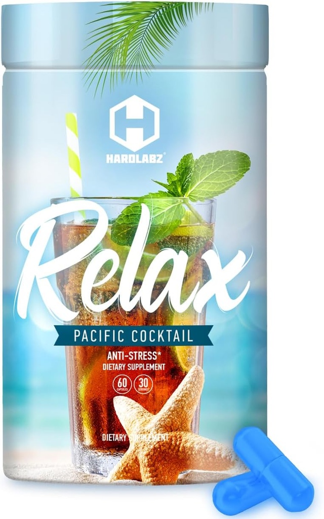 HARDLABZ Lõõgastav - All-Natural Stress Relief, Sleep Support, Mood Enhancement Taimne täiendus Ivan Tea, Valerian, ženšenn, Lavendel, Lemon Balm, Motherwort, 60 kapslit