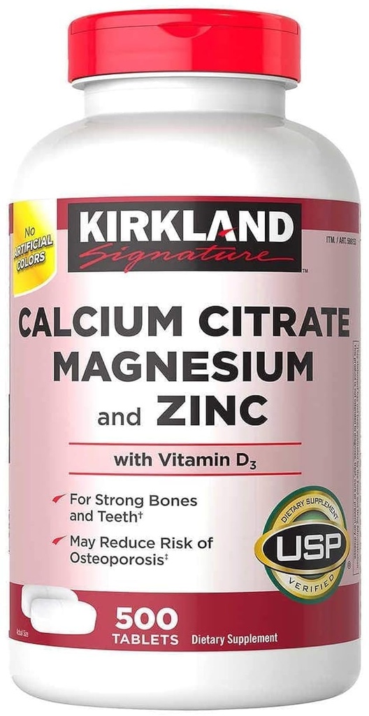 Kirkland Signature Kaltsiumtsitraat Magneesium ja tsink, 500 tabletti