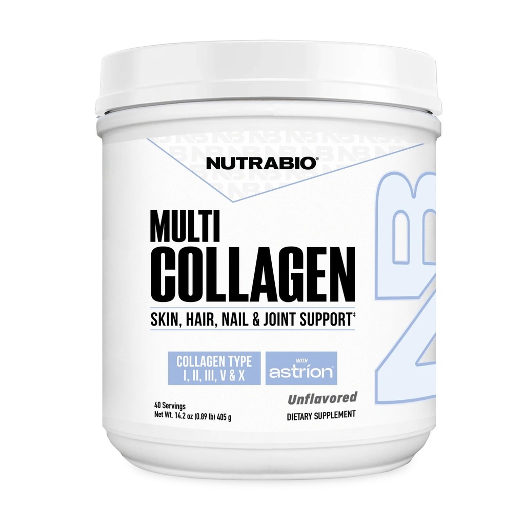NutraBio Multi kollageenpulber - hüdrolüüsitud kollageenpeptiidid hõõguvatele juustele ja nahale - Grass-Fed - kollageeni pulber naistele ja meestele - 40 serveerimist