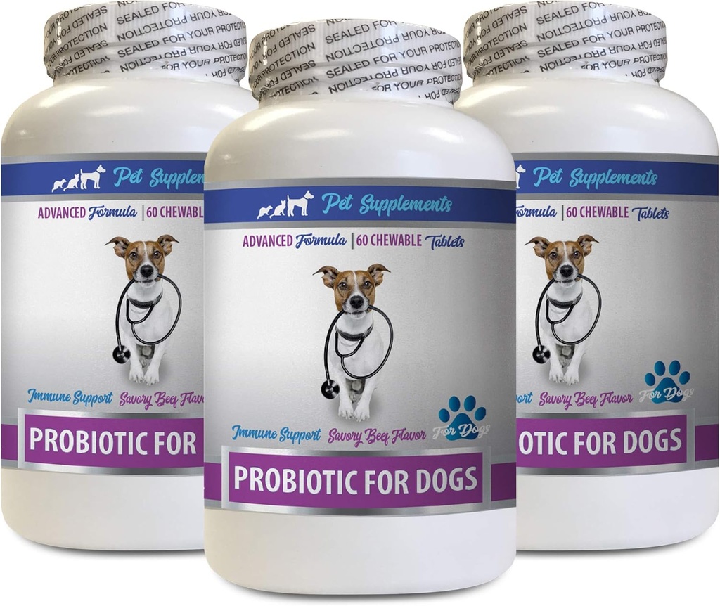 Koerte kõhulahtisuse leevendamine - PROBIOTICS koertele - Tervislik soolestik - Gaasikõhulahtisuse ja halva hingamise peatamine - seedetrakti võimendus - koerte probiootikumid ja seedetrakti ensüümid - 3 pudelit (180 ravimit)