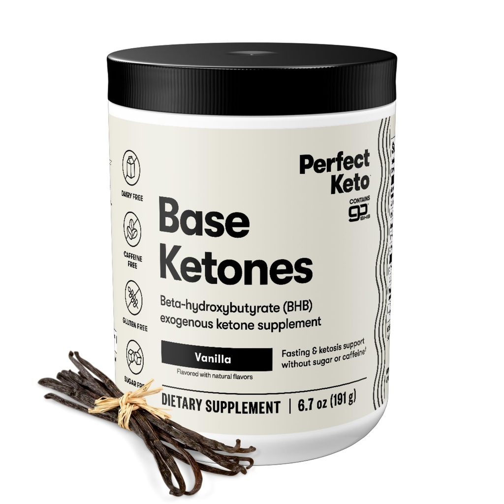 Täiuslik Keto Eksogeensed Ketoonid Pulber, BHB Soolad Täiendus Ketoosi Ja Paastu, Plus Elektrolüüdid Hüdreerimiseks, Kofeiinivaba Energia, Keto Dieet, Fookuse & Treeningu Toetus, Vanilla, 6,7 oz
