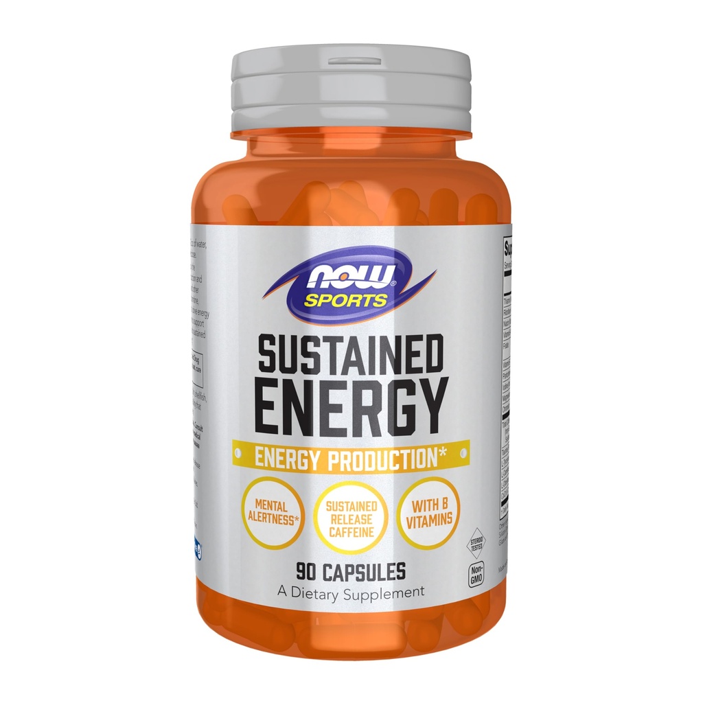 NOW Foods Sport, Jätkusuutlik energia tootmine * Vaimne häire * Püsiv vabanemine Kofeiin B-vitamiinidega 90 Veg kapslit