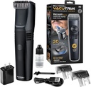 Vacutrim juhtmeta meeste habeme trimmer, laetav elektriline Shaver koos 20 trimmi seadistusega kalibreerimisdiagramm ja sisseehitatud vaakum vuntside jaoks, Sideburns. Näokarvad, mustad, 7.5, nagu telekast näha