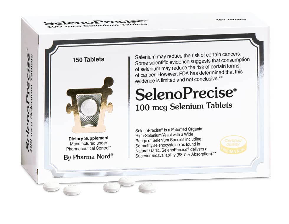 Pharma Nord Selenium 100 mcg | SelenoPrecise | Kilpnäärme tugi, immuunsüsteem, antioksüdantide kaitse ja südame tervis | Garanteeritud 88,7% imendumine | 150 tabletti
