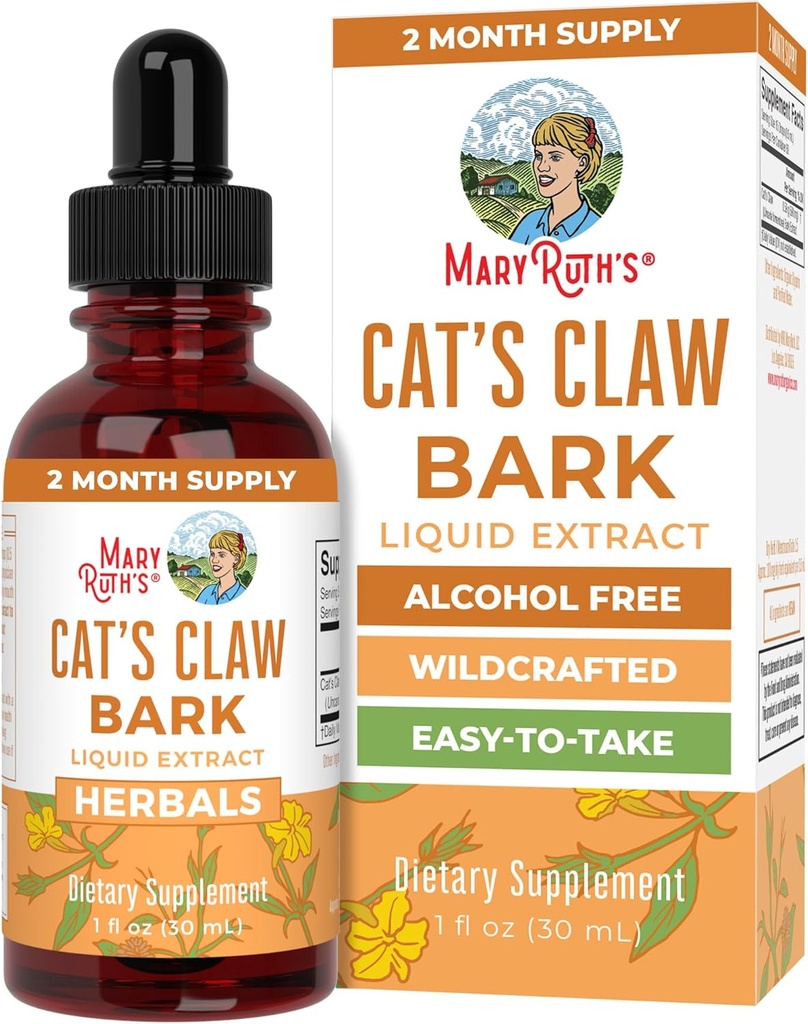 MaryRuth Organics Cat's Claw Taimne vedelik tilgad | 2 kuu pakkumine | maitsestamata kassiküüne tinktuur | Uncaria tomentosa | Mitte-GMO projekt kontrollitud | Vegan | Gluteenivaba | Suhkruvaba | 1 Fl Oz
