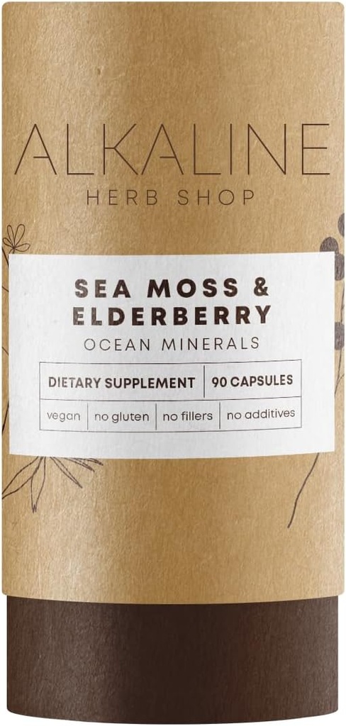 Alkaline Herb Store Sea Moss ja Elderberry Supplement 90 kapslit